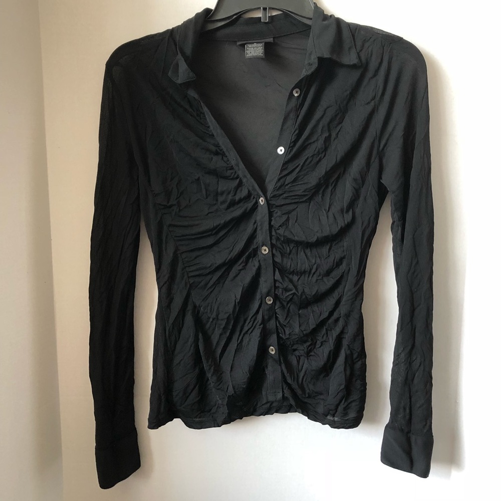 Black see through long sleeve blouse